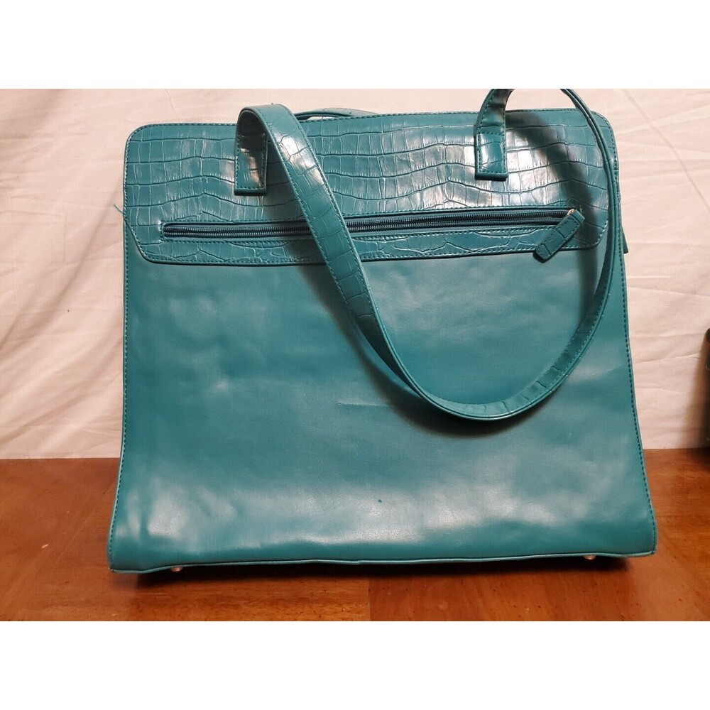 Buxton Turquoise Genuine Leather Reno Laptop Business Woman Travel Tote Large - Picture 2 of 12